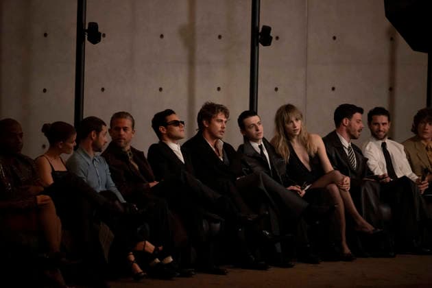 PFW Saint Laurent front row EB Austin Butler and rami malek attend the Yves Saint Laurent Menswear Ready-to-wear Fall-Winter 2026 2027 collection fashion show on the sidelines of the Paris Haute Couture Fashion Week, in Paris, on January 27, 2026.Photo by Eliot Blondet ABACAPRESS.COM Paris France France  Copyright: xBlondetxEliot ABACAx