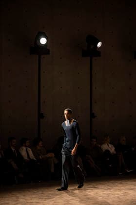 PFW Saint Laurent runway EB A model presents a creation by designer Anthony Vaccarello as part of his Menswear Fall Winter 2026-2027 collection show for fashion house Saint Laurent during Men s Fashion Week in Paris, France, January 27, 2026. Photo by Eliot Blondet ABACAPRESS.COM Paris France France  Copyright: xBlondetxEliot ABACAx