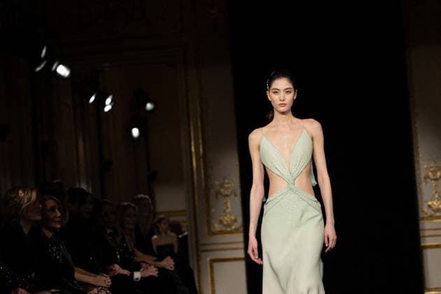 PFW Giorgio Armani Runway - Paris AJ A model presents a creation for Giorgio Armani Prive for Women s Haute Couture Spring Summer 2026 collection fashion show as part of the Paris Haute Couture Fashion Week, in Paris, on January 27, 2026. Photo by Alexis Jumeau ABACAPRESS.COM Paris France  Copyright: xJumeauxAlexis ABACAx