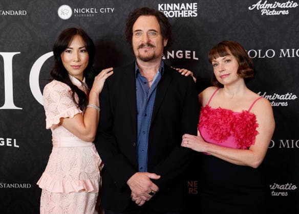Julie Ann Emery, Kim Coates and Julee Cerda arrive on the red carpet at the Solo Mio New York premiere at Regal Times Square on Tuesday, January 27, 2026 in New York City.  NYP20260127118 JOHNxANGELILLO