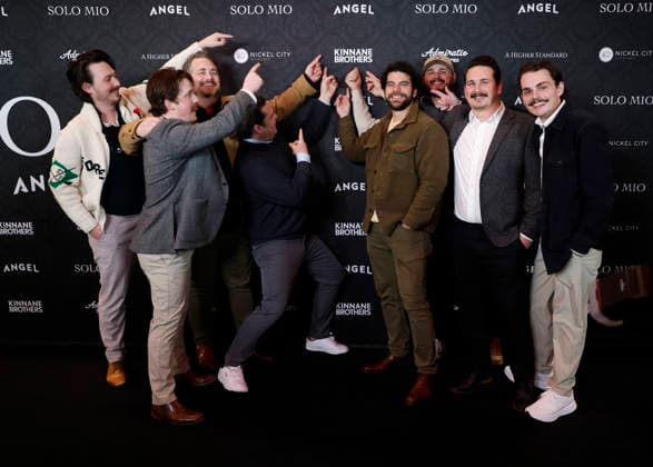Charles Kinnane, Daniel Kinnane and other representatives of Kinnane Brothers film makers arrive on the red carpet at the Solo Mio New York premiere at Regal Times Square on Tuesday, January 27, 2026 in New York City.  NYP20260127126 JOHNxANGELILLO