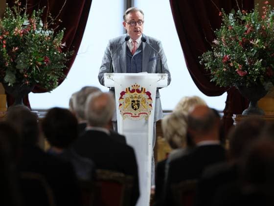 Prime Minister Bart De Wever delivers a speech at a New Year s reception organized by the Royal Family for the Belgian Authorities, at the Royal Palace in Brussels, Wednesday 28 January 2026.  BENOITxDOPPAGNE 159220330