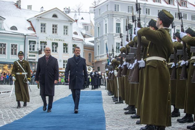 27.01.2026, Tallinn. King Frederik X of Denmark and Queen Mary will be in Estonia on a state visit at the invitation of President Alar Karis. The official welcome for the royal couple took place on Tallinn s Town Hall Square, and was open to the public. After that, the king and queen walked to the Freedom Monument. Photo: Rasmus Rebase Postimees Tallinn Harjumaa Estonia 1RR27JAN26A35  Copyright: xRasmusxRebasex Alar Karis, King Frederik X