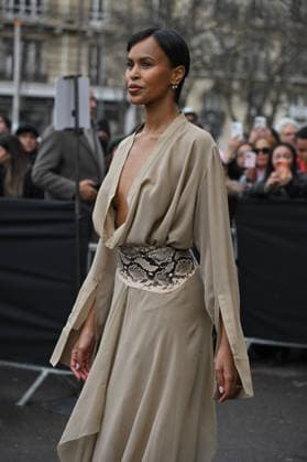 PFW Haute Couture Elie Saab Outside Arrivals Sabrina Dhowre Elba arriving at Elie Saab show during Paris Fashion Week Haute Couture in Paris, France on January 28, 2026. Photo by Julien Reynaud APS-Medias ABACAPRESS.COM Paris France  Copyright: xReynaudxJulien APS-Medias ABACAx