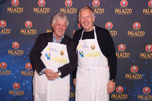 Hamburg Rolf Zuckowski und Johannes B. Kerner kellnern für den guten Zweck, Charity-Abend im Cornelia Poletto PALAZZO. Für den guten Zweck tauschen Stars das Mikrofon gegen das Tablett, die Bühne gegen die Manege des Spiegelpalasts Hamburg, 28.1.2026, der Reinerlös des Abends geht an den Lufthafen im Altonaer Kinderkrankenhaus (AKK)