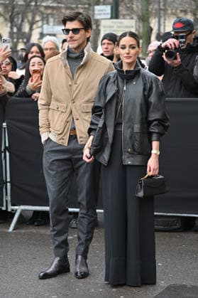 PFW Haute Couture Elie Saab Outside Arrivals Olivia Palermo, Johannes Huebl arriving at Elie Saab show during Paris Fashion Week Haute Couture in Paris, France on January 28, 2026. Photo by Julien Reynaud APS-Medias ABACAPRESS.COM Paris France  Copyright: xReynaudxJulien APS-Medias ABACAx