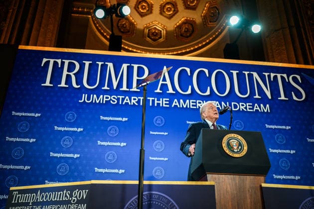President Trump speaks in Washington, DC President Donald Trump delivers remarks on Trump Accounts at the Andrew W. Mellon Auditorium in Washington, D.C., Wednesday, January 28, 2026., Credit:Daniel Torok Avalon  Copyright: xDanielxTorokx xAvalonx 1070070162