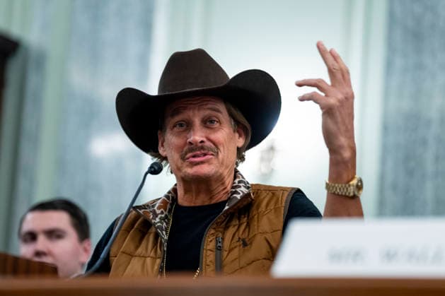 Musician Kid Rock speaks during a Senate Committee on Commerce, Science, and Transportation subcommittee hearing in the Russell Senate Office Building near the U.S. Capitol in Washington, DC on Wednesday, January 28, 2026. The hearing discussed the live entertainment industry and improper ticket sale practices.  WAP20260128384 BONNIExCASH