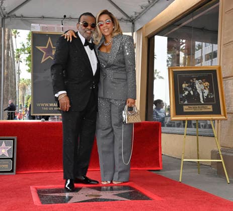 Singer-songwriter Ronald Isley of the US band The Isley Brothers is joined by his wife Kandy Johnson during an unveiling ceremony honoring them band with the 2,834th star on the Hollywood Walk of Fame in Los Angeles on Wednesday, January 28, 2026.  LAP2026012810 JIMxRUYMEN