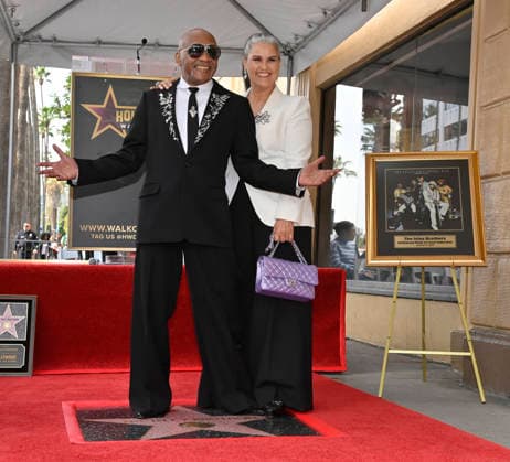 Singer-songwriter Ronald Isley of the US band The Isley Brothers is joined by his wife Tracy Isley during an unveiling ceremony honoring the band with the 2,834th star on the Hollywood Walk of Fame in Los Angeles on Wednesday, January 28, 2026.  LAP2026012814 JIMxRUYMEN