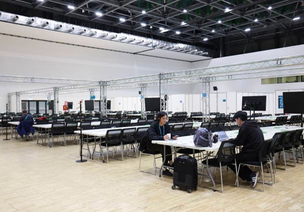 (260129) -- MILAN, Jan. 29, 2026 -- Photo taken on Jan. 28, 2026 shows a view of the media workroom at the main media center (MMC) of the Milan-Cortina 2026 Olympic Winter Games in Milan, Italy. ) (SP)ITALY-MILAN-WINTER OLYMPICS-MAIN MEDIA CENTER HuxXingyu 