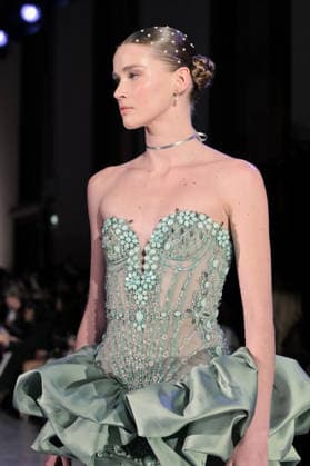 PFW - Zuhair Murad Runway Model walks the runway during the Zuhair Murad Haute Couture Spring Summer show as part of Paris Fashion Week on January 28, 2026 in Paris, France. Photo by Jana Call me J ABACAPRESS.COM Paris Ile de France France  Copyright: xJanaxCallxmexJ ABACAx