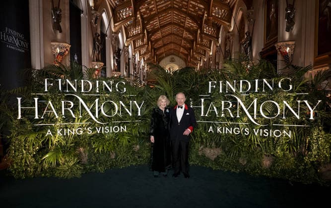 The premiere of Finding Harmony: A King s Vision? King Charles and Queen Camilla attend the premiere of Finding Harmony: A King s Vision?. The documentary outlines Charles philosophy of harmony, which encourages people to see themselves as part of nature, not apart from nature, at Windsor Castle, Windsor, Berkshire, UK, on the 28th January 2026. Picture by Aaron Chown WPA-Pool Windsor Windsor Castle Berkshire United Kingdom  WHA-0807