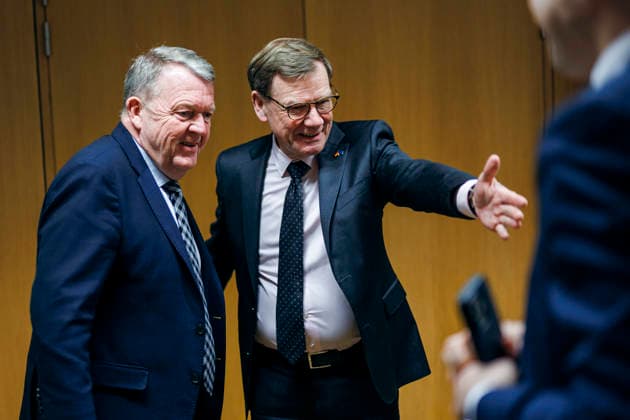 Johann Wadephul (CDU), Bundesaussenminister, trifft Lars Lokke Rasmussen, Aussenminister von Daenemark zu einem Gespraech im Rahmen des Rates fuer Auswaertige Angelegenheiten in Bruesse. 29.01.2026. Fotografiert im Auftrag des Auswaertigen Amtes (AA) Bruesel Belgien *** Johann Wadephul CDU , Federal Foreign Minister, meets Lars Lokke Rasmussen, Foreign Minister of Denmark for talks at the Foreign Affairs Council in Brussels 29 01 2026 Photographed on behalf of the Federal Foreign Office AA Brussels Belgium Copyright: xFelixxZahn AAx