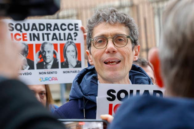 Sit-in protest against ICE 29 01 2026 Rome, Sit-in protest against the presence of the American ICE police at the Milan Cortina 2026 Olympics, in the photo Riccardo Magi, Credit:Cristiano Minichiello Avalon Italy, Rome  Copyright: xCristianoxMinichiellox xAvalonx 1070346491