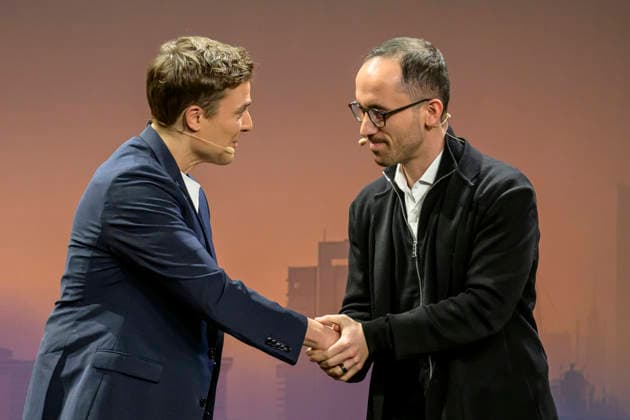 GER, Berlin, Constantin Schreiber - Late Night, on stage, at the Urania, pictured from left: Constantin Schreiber, Star pianist Igor Levit, January 29, 2026, Copyright: HMBxMedia UwexKoch