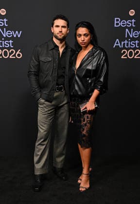 Spotify™s 2026 Best New Artist Party Robbie GK and Nadine Bhabha arriving to Spotify™s 2026 Best New Artist Party held at The Lot on January 29, 2026 in Los Angeles, Ca. Los Angeles The Lot California USA Copyright: xTammiexArroyox xAFF-USA.comx