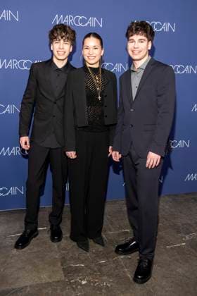 MVX - Moritz Veronika Xaver (@wearemvx) zu Gast auf dem roten Teppich bei der Marc Cain Fashion Show Echo of now im Funkhaus Berlin am 30.01.2028 Berlin Deutschland