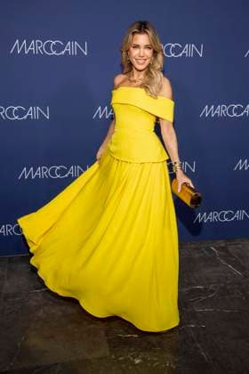 Sylvie Meis gelbes Kleid zu Gast auf dem roten Teppich bei der Marc Cain Fashion Show Echo of now im Funkhaus Berlin am 30.01.2028 Berlin Deutschland