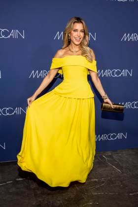 Sylvie Meis gelbes Kleid zu Gast auf dem roten Teppich bei der Marc Cain Fashion Show Echo of now im Funkhaus Berlin am 30.01.2028 Berlin Deutschland
