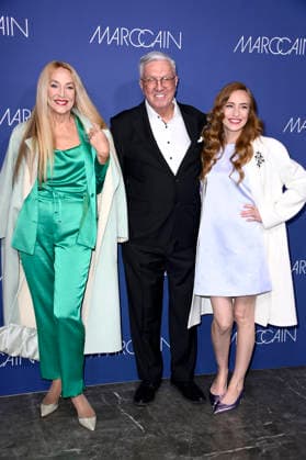 Jerry Hall, Helmut Schlotterer und Elizabeth Jagger bei der Marc Cain Fashion Show ECHO of now auf der Berlin Fashion Week A W 2026 im Funkhaus Berlin. Berlin, 30.01.2026