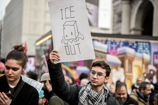 January 31, 2026, Milan, Mi, Italy: January 31, 2026, Milan. ICE OUT. Left-wing protest against the possible presence of U.S. Special Forces during the Milan-Cortina Winter Olympics. Milan Italy  - ZUMAa289 20260131_zia_a289_048 Copyright: xNicolaxMarfisix