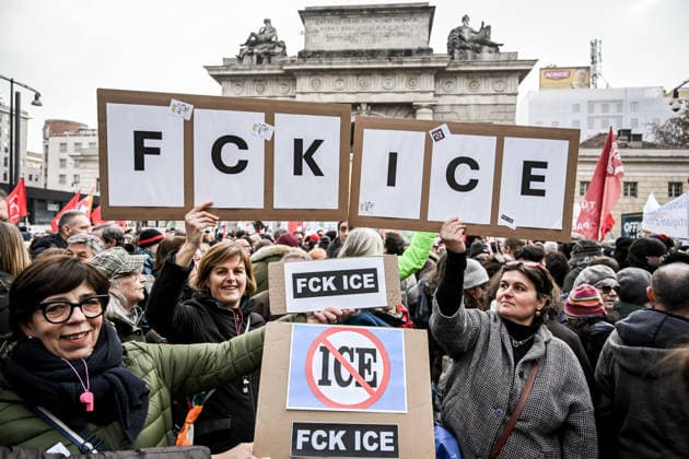 January 31, 2026, Milan, Mi, Italy: January 31, 2026, Milan. ICE OUT. Left-wing protest against the possible presence of U.S. Special Forces during the Milan-Cortina Winter Olympics. Milan Italy  - ZUMAa289 20260131_zia_a289_088 Copyright: xNicolaxMarfisix