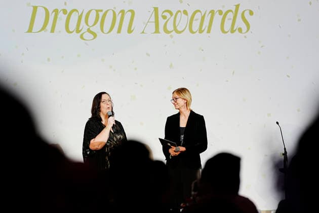 GÖTEBORG, SWEDEN 20260131 Mirja Wester, CEO of Göteborg Film Festival and Pia Lundberg, Artistic Director of Göteborg Film Festival on stage during the closing gala of Göteborg Film Festival where this years Dragon Awards are presented at Hotel Draken in Gothenburg GÖTEBORG, SWEDEN x9200x  Copyright: xBjörnxLarssonxRosvall TTx DRAGON AWARDS 2026 AoOAziH0JVQ