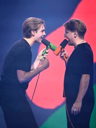 LINKÖPING, SWEDEN 20260131 Noll2 Jakob Westerlund and Wilmer Öberg with the contribution Berusade ord on stage during Saturdays round 1 of Melodifestivalen 2026 Saab arena in Linköping LINKÖPING SWEDEN x10060x  Copyright: xHenrikxMontgomery TTx MELODIFESTIVALEN 2026 LINKÖPING 6Rj5ECtFlrs