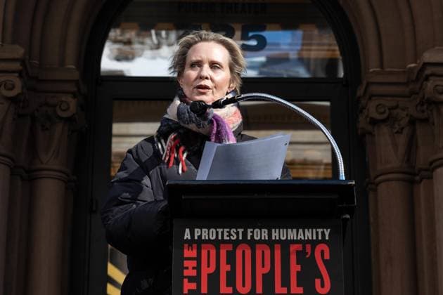 January 31, 2026, New York, New York, USA: Cynthia Nixon speaks during The People s Filibuster: a Protest For Humanity as dozens of activists gathered to protest against ICE in solidarity with Minnesota and across the country in front of The Public Theater in New York, NY on January 31,2026. New York USA - ZUMAr339 20260131_znp_r339_012 Copyright: xLevxRadinx