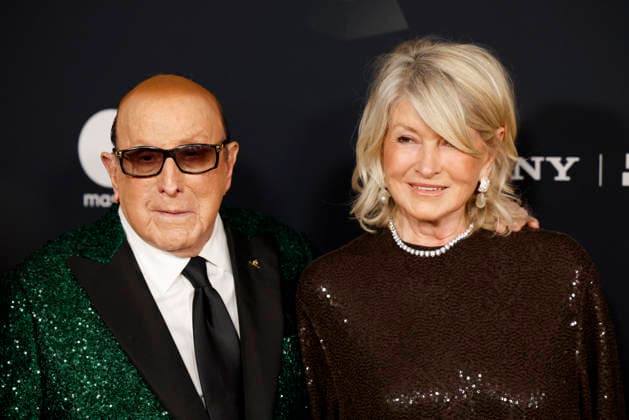 Clive Davis and Martha Stewart arrive on the red carpet for the Pre-Grammy Gala on the eve of the 68th Annual Grammy Awards in Los Angeles on Saturday, January 31, 2026.  LAP20260131979 CAROLINExBREHMAN