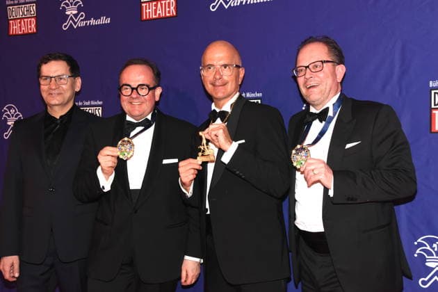 Laudator Moritz Netenjakob Autor Kabarettist Clemens Baumgaertner Kommunalreferent a.D. Buegermeister Kandidat Christoph Maria Herbst Schauspieler Karl Valentin Orden Preistraeger 2026 Manuel Pretzl Stadtrat Muenchen 31.01.2026 Deutsches Theater Grossen Narrhalla Ball SoirÃ e Muenchner Leben mit Verleihung des Karl-Valentin-Ordens 2026 an Christoph Maria Herbst Schauspieler Foto Muenchen