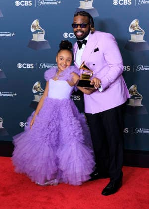 February 1, 2026, Los Angeles, California, USA: (L-R) Aura V and FYooeTCH at the 68th Annual Grammy Awards press room on Sunday February 1, 2026 at Crypto.com Arena in Los Angeles, California. ARIANA RUIZ PI Los Angeles USA - ZUMAp124 20260201_zaa_p124_111 Copyright: xArianaxRuizx