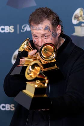 February 1, 2026, Los Angeles, California, USA: Jelly Roll at the 68th Annual Grammy Awards press room on Sunday February 1, 2026 at Crypto.com Arena in Los Angeles, California. ARIANA RUIZ PI Los Angeles USA - ZUMAp124 20260201_zaa_p124_180 Copyright: xArianaxRuizx
