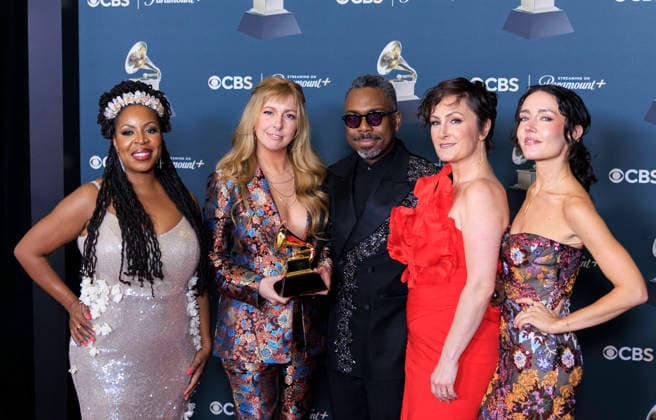 February 1, 2026, Los Angeles, California, USA: (L-R) Johnaye Kendrick, , Nate Smith, Sara Gazarek and Erin Bentlage at the 68th Annual Grammy Awards press room on Sunday February 1, 2026 at Crypto.com Arena in Los Angeles, California. ARIANA RUIZ PI Los Angeles USA - ZUMAp124 20260201_zaa_p124_233 Copyright: xArianaxRuizx