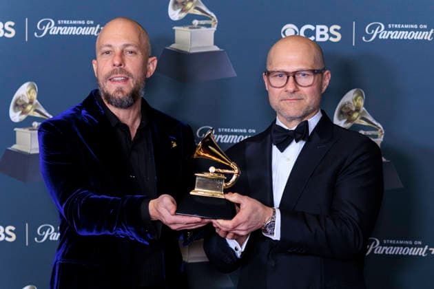 February 1, 2026, Los Angeles, California, USA: (L-R) Josh Gudwin and Colin Leonard at the 68th Annual Grammy Awards press room on Sunday February 1, 2026 at Crypto.com Arena in Los Angeles, California. ARIANA RUIZ PI Los Angeles USA - ZUMAp124 20260201_zaa_p124_430 Copyright: xArianaxRuizx