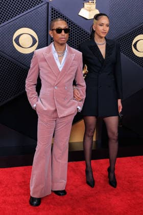 February 1, 2026, Los Angeles, California, USA: Pharrell Williams and Helen Lasichan on the red carpet of the 68th Annual Grammy Awards on Sunday February 1, 2026 at Crypto.com Arena in Los Angeles, California. JAVIER ROJAS PI Los Angeles USA - ZUMAp124 20260201_zaa_p124_449 Copyright: xJavierxRojasx