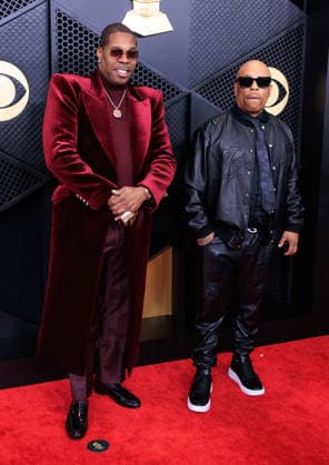 February 1, 2026, Los Angeles, California, USA: (L-R) Busta Rhymes and Spliff Star on the red carpet of the 68th Annual Grammy Awards on Sunday February 1, 2026 at Crypto.com Arena in Los Angeles, California. JAVIER ROJAS PI Los Angeles USA - ZUMAp124 20260201_zaa_p124_505 Copyright: xJavierxRojasx