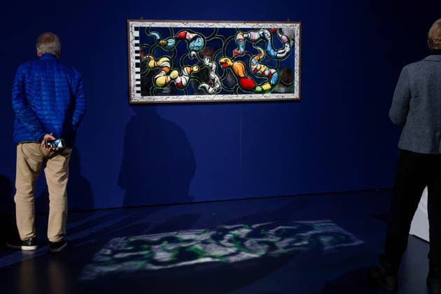 Kunst Malerei Plasik 31.01.2026 Hannover Sprengel Museum Kunstausstellung Niki de Saint Phalle, Yayoi Kusama und Takashi Murakami Love you for infinity Niki de Saint Phalle Tanz der Schlangen 1988 Hannover Sprengel Museum Niedersachsen GER