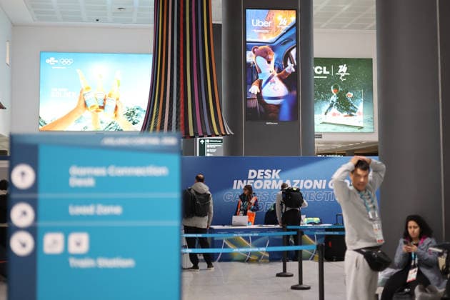 February 2, 2026, Ferno, Lombardy, Italy: February 2, 2026, Ferno, Italy. Olympic and Paralympic Games - Malpensa Airport. The photo shows the Olympic and Paralympic Games logo and rings, IPC at Malpensa Airport during the accreditation process; the 2026 Winter Olympic Games will be held from February 6 to 22 at various venues in Lombardy and Northeastern Italy. Ferno Italy  - ZUMAa289 20260202_zia_a289_199 Copyright: xPierrexTeyssotx