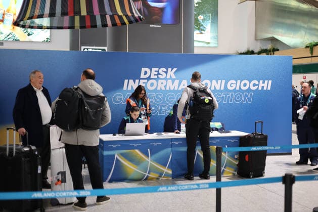 February 2, 2026, Ferno, Lombardy, Italy: February 2, 2026, Ferno, Italy. Olympic and Paralympic Games - Malpensa Airport. The photo shows the Olympic and Paralympic Games logo and rings, IPC at Malpensa Airport during the accreditation process; the 2026 Winter Olympic Games will be held from February 6 to 22 at various venues in Lombardy and Northeastern Italy. Ferno Italy  - ZUMAa289 20260202_zia_a289_200 Copyright: xPierrexTeyssotx