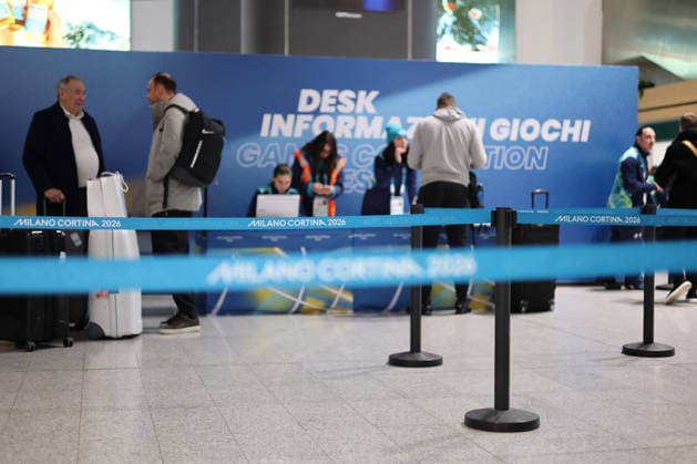 February 2, 2026, Ferno, Lombardy, Italy: February 2, 2026, Ferno, Italy. Olympic and Paralympic Games - Malpensa Airport. The photo shows the Olympic and Paralympic Games logo and rings, IPC at Malpensa Airport during the accreditation process; the 2026 Winter Olympic Games will be held from February 6 to 22 at various venues in Lombardy and Northeastern Italy. Ferno Italy  - ZUMAa289 20260202_zia_a289_201 Copyright: xPierrexTeyssotx