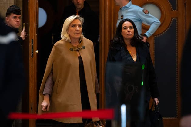 Marine Le Pen s appeal trial for an embezzlement conviction Aurelien Morissard MAXPPP MAXPPP PARIS 02 02 2026 President of the parliamentary group of the French far right Rassemblement National RN party, Marine Le Pen and MeP Catherine Griset leave the courtroom after their appeal trial for an embezzlement conviction, Monday, Feb 2, 2026 in Paris Aurelien Morissard MAXPPP PARIS FRANCE  Copyright: xMAXPPPxAurelienxMorissardx xMAXPPPx MOR202602023214 MOR202602023214