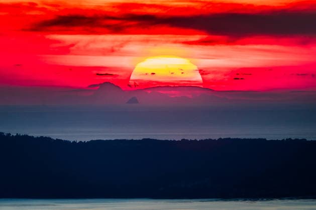 Sunset in Croatia Islands Solta, Jabuka and the highest point in the Apennine Mountains Corno Grande are seen during sunset above Adriatic Sea on February 2, 2026. at Poljica mountain, Croatia.  ZvonimirxBarisin PIXSELL