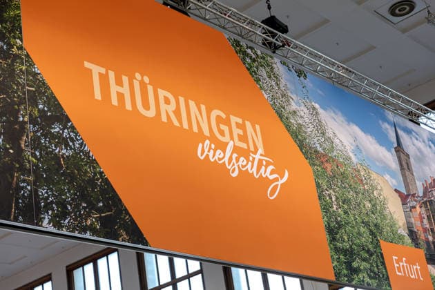 BERLIN, GERMANY, January 16th 2026: Photo of Thüringen Banner at Grüne Woche Trade Fair in Berlin Germany on January 16th Featuring Erfurt and Nature Scenes (License=RM)  Copyright: xZoonar.com RobertxKneschkex 24578220