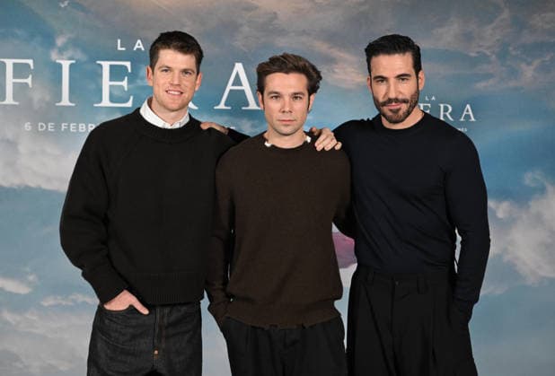 Photocall of the film La Fiera in Madrid Actors Miguel Bernardeau, Carlos Cuevas and Miguel Ángel Silvestre pose during the presentation of the film La Fiera at the Hotel Barceló Torre de Madrid, on February 3, 2026, in Madrid Spain The film delves into the universe of BASE jumping in wingsuits, one of the most extreme and fascinating disciplines of extreme sports, to build a deeply human story PHOTOCALL CINE FILM ACTOR 03 FEBRUARY 2026 José Madrid Madrid Spain  Copyright: xJosÃ xOlivax 7262368