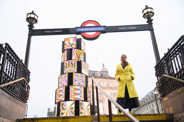 Art After Dark Launch at Piccadilly Circus, London, UK Lakwena Maciver poses with her artwork Rise and Shine in Piccadilly Circus, London, England, UK on Tuesday 3 February, 2026 as part Art of London s Art After Dark, its seasonal art and culture programme., Credit:Justin Ng Avalon UK, England, London, Piccadilly Circus  Copyright: xJustinxNgx xAvalonx 1071735056