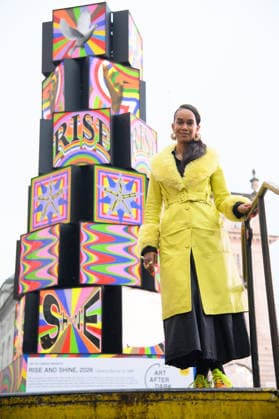 Art After Dark Launch at Piccadilly Circus, London, UK Lakwena Maciver poses with her artwork Rise and Shine in Piccadilly Circus, London, England, UK on Tuesday 3 February, 2026 as part Art of London s Art After Dark, its seasonal art and culture programme., Credit:Justin Ng Avalon UK, England, London, Piccadilly Circus Copyright: xJustinxNgx xAvalonx 1071735064