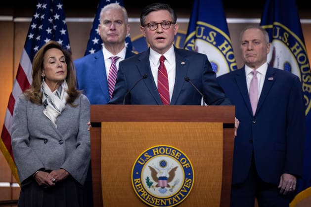 House GOP Leadership Presser WASHINGTON, DC - FEBRUARY 3: Speaker of the House Mike Johnson (R-LA) speaks at a press conference with other members of House Republican leadership at the U.S. Capitol, as a partial government shutdown continues, in Washington, DC on February 3, 2026. Nathan Posner Anadolu Washington United States. Editorial use only. Please get in touch for any other usage.  Copyright: x2026xAnadoluxNathanxPosnerx