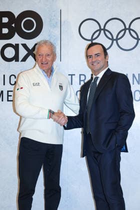 Milan, HBO Max, Official Streaming Home of the Olympics, photocall to present streaming coverage of the XXV Winter Olympic Games Milan Cortina 2026. Pictured: Alessandro Araimo (CEO Warner Bros Discovery Southern Europe), Luciano Buonfiglio (CONI President)  Copyright: xAlessandroxBremecx xipa-agency.netx xx IPA_Agency_IPA70936516